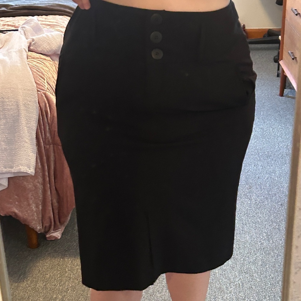 Black Button Pencil Skirt